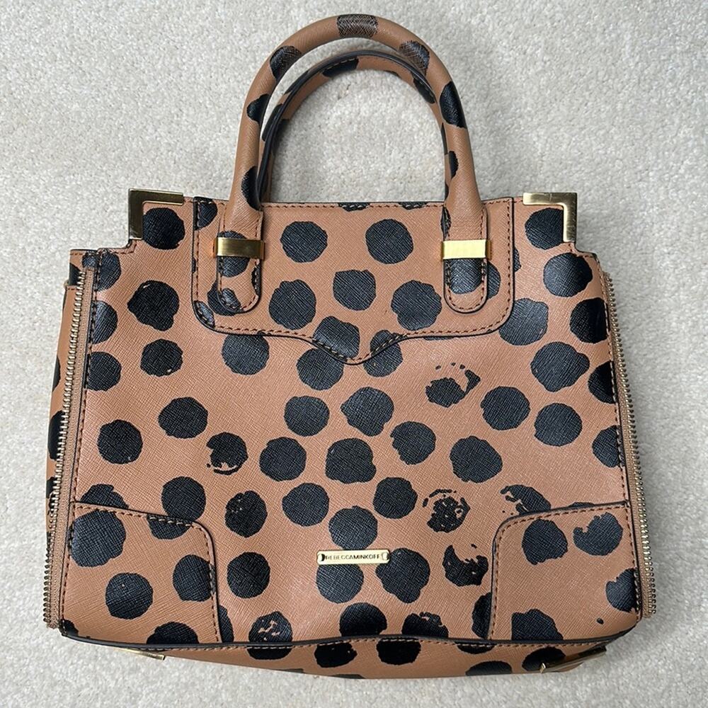 Rebecca Minkoff: Tan Polka Dotted Crossbody